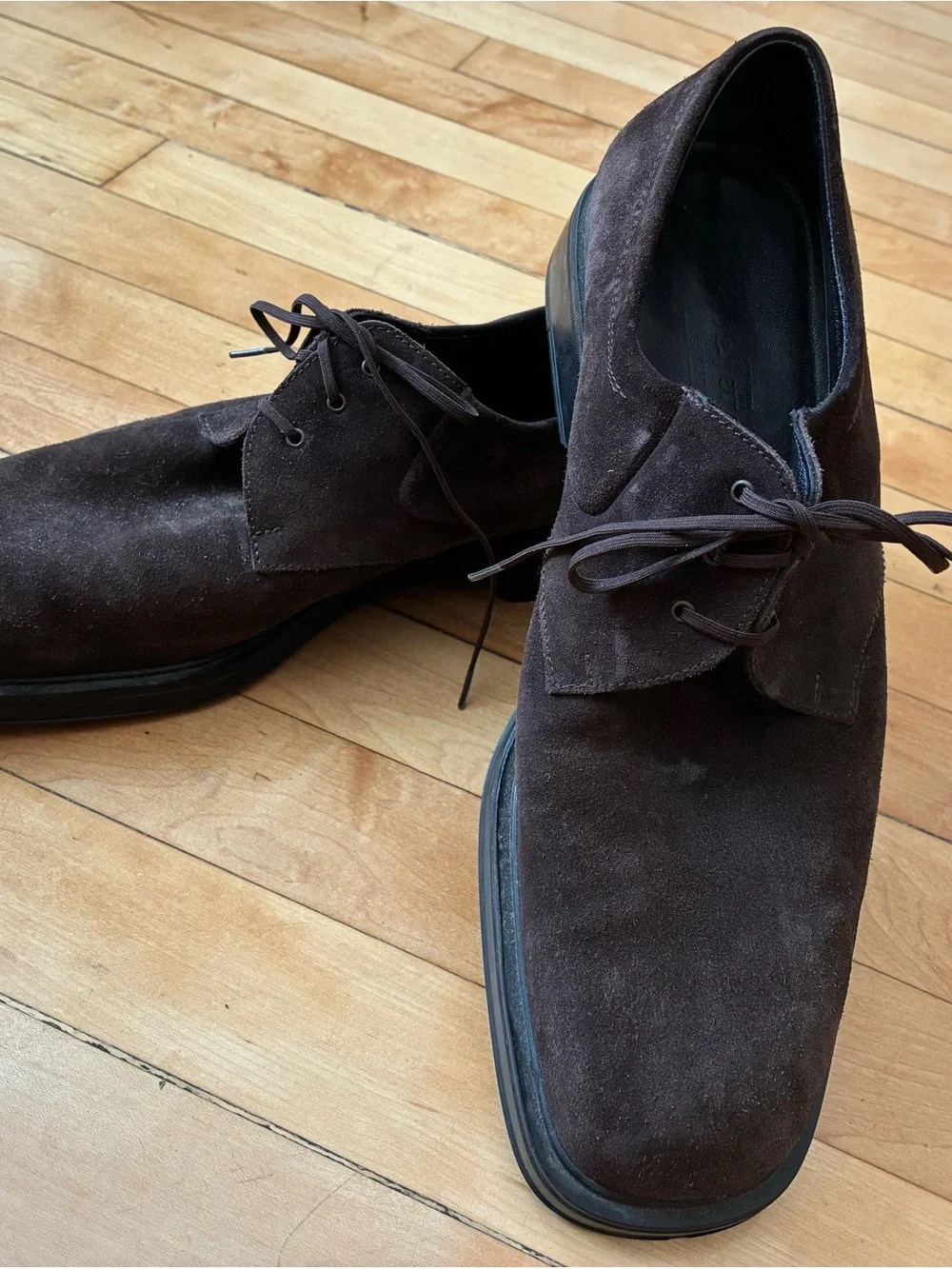 Salvatore Ferragamo Dark Brown Suede Derby Shoes